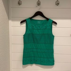 Talbots Sleeveless Top with Eyelet Green Size Petite Medium